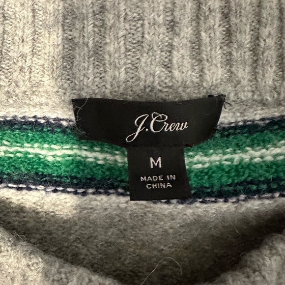 J.Crew Women’s Gray with Green and Blue Striped Sweater - Picture 2 of 4